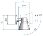 Steel Baltic LED Reading Light Diagram by Imtra Marine Lighting