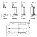 Manship 316 Stainless Steel Rectangular Porthole (Portlight) Diagram