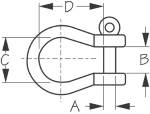 Investment Cast Stainless Steel Bow Shackle Dimensional Drawing by Sea-Dog