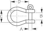 Forged 316 Stainless Steel Bow Shackle Dimensional Drawing by Sea-Dog