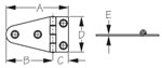 Sea-Dog Polished Stamped 304 Stainless Steel Short Side Strap Hinges Diagram