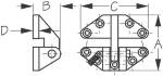 Investment Cast 316 Stainless Steel Hatch Hinge with Removable Pin Dimensional Drawing by Sea-Dog