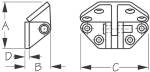 Investment Cast 316 Stainless Steel Angle Base Hatch Hinge Dimensional Drawing by Sea-Dog